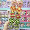 Elásticos de cabelo para rabo de cavalo com frutas que brilham no escuro, novas e fofas tiaras de cabelo 3D de morango e abacate para crianças, atacado
