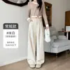 Pantalones de pana anchos para mujer, nuevo estilo otoño/invierno, de cintura alta, corte holgado, caída fluida, pantalones rectos casuales, adecuados para figuras petite, pantalones de traje relajados y elegantes