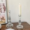 Estilo europeu simples transparente padrão vertical vidro castiçal ornamentos casa mesa de jantar atmosfera casamento banquete hotel aniversário vestido