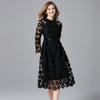 Vestido de solapa de marca para personas de mediana edad y mayores, primavera y otoño, nuevo, de encaje soluble en agua, corte en A, vestido informal festivo de talla grande.