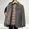 Nueva chaqueta de plumón para hombre de otoño e invierno con forro interior desmontable, cuello alto, abrigo cálido de chenilla, adecuada para hombres de mediana edad y mayores
