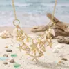 Colar Boêmio Europeu e Americano de Estrela do Mar e Concha para Mulheres, Colar Exagerado de Corrente de Clavícula com Contas em Camadas para Férias na Praia