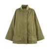 Atacado de Roupas Femininas Transfronteiriças Outono Estilo Europeu e Americano Casual Solto Bolso Grande Versátil Jaqueta de Trabalho Tops para Mulheres