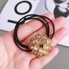 Cuerda de Flor de Sentido Avanzado con Pedrería para Mujeres, Temperamento de Corea del Sur, Anillo de Pelo de Alta Elasticidad, Lazo para el Cabello, Bola de Tendón de Goma, Cuerda para el Pelo Transfronteriza