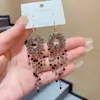 Pendientes Retro Étnicos con Borlas de Cristal Pesado, Elegantes de Gama Alta, Versátiles Pendientes de Gancho Populares, Pendientes Elegantes y Lujosos