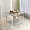 Mesa Cuadrada de Acero Inoxidable Extra Gruesa con Esquinas Redondeadas, Mesa Plegable, Mesa de Comedor Engrosada, Mesa para Barbacoa, Mesa para Comer y Trabajar, Mesa para Puesto de Mercado Nocturno