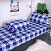 Juego de cama para dormitorio de estudiantes, literas superiores e inferiores, juego de tres piezas, sábanas a cuadros azules y blancos, funda de edredón y funda de almohada, se puede equipar con ropa de cama básica.