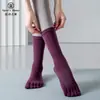 Calcetines de Yoga de Cinco Dedos a Media Pantorrilla para Mujer Sport's House de Silicona Antideslizantes Transpirables de Secado Rápido