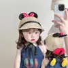 Chapéu de Proteção Solar Infantil, Estilo Fino de Verão, Boné de Baseball Adorável da Minnie com Laço para Bebê, Chapéu de Palha com Proteção Solar para Meninas