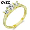 Anillo geométrico de moda con baño de oro real, anillo de circón, para mujer, suministro transfronterizo