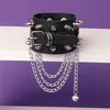 Pulsera Europea y Americana Retro Remaches Estilo Punk Multi-Cadena Pareja No Convencional Pulsera de Cuero Pulsera de Pu Joyería