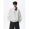 Sudadera con Capucha de Bloques de Color Cuadros Americanos Botones Cuello Alto para Hombre 2026 Primavera Tendencia Diseño de Marca Holgada Casual Ropa Deportiva Superior
