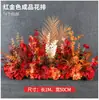 Decoração de flor de fileira de flores artificiais para casamento decoração de casamento acabada decoração de casamento flor de seda artificial fileira de flores de eucalipto T plataforma Guia de Estrada