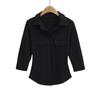 Camisa Elegante de Estilo Francés con Cuello Vuelto, Hombro Regular para Mujer, Diseño Nicho Nuevo de Primavera 2025, Top de Chica Picante Entallado en la Cintura