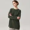 Suéter de punto de cachemira de manga larga, cuello redondo, longitud media, básico suelto, casual y versátil para mujer, para otoño e invierno.