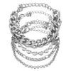 Conjunto de Pulseiras Minimalistas de Moda Transfronteiriça Europeia e Americana com Corrente de Design Geométrico Torcido em Forma de Coração, Joias de Estilo Minimalista de Luxo Leve para Mulheres