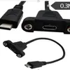 Cable de 6 núcleos USB 2.0 Tipo C Macho a Hembra en Ángulo de 90 Grados con Fijación por Tornillo y Cable de Datos en Forma de Oreja