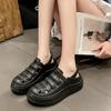 Sandalias de Agujeros Huecos para Mujer para Exterior 2024 Verano Nueva Moda Versátil Plataforma Suela Gruesa Aumentada Antideslizante Zapatos de Mujer