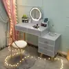Tocador ins mesa de maquillaje armario de almacenamiento para dormitorio escritorio de maquillaje integrado con luz multiusos estilo ins espejo de maquillaje lujo ligero