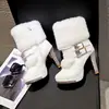 Botines de Tacón Alto de Cuero y Piel Integrada con Pedrería Estilo Coreano Versátiles Tacón Grueso Bota Corta Punta Puntiaguda Cremallera Lateral Tacón Botas de Moda Mujer
