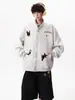 Chaqueta de Béisbol Bordada con Dibujos Animados Versátil para Primavera y Otoño Hombres Tendencia Holgada Casual Cuello Redondo Chaqueta de Pareja Top