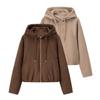 Otoño e Invierno 2025 Nueva Ropa Femenina Transfronteriza Europea y Americana Efecto Textura Gamuza Chaqueta de Aviador W091 2886