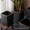 Vaso de Flores Quadrado de Cerâmica Preto Nórdico Criativo Uso Doméstico Vaso Combinado De Chão Extra Grande Sala de Estar Doméstica Pátio