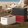 Caja de almacenamiento plegable para acampar al aire libre, caja de almacenamiento portátil de gran capacidad con asa, caja organizadora para maletero de coche y picnic