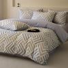 Juego de cuatro piezas de ropa de cama de algodón puro clase A engrosado y cepillado, funda nórdica nórdica de algodón 100% para otoño e invierno, juego de tres piezas de sábana encimera, sábana bajera.