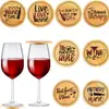 Novo Conjunto de Toppers para Taças de Vinho e Tábua de Charcutaria Padrão Bambu Garrafa de Iogurte Tampa de Madeira