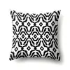 Funda de Almohada de Poliéster Decoración de Coche Impresión para el Hogar Geométrico Blanco y Negro Cojín de Coche Funda de Cojín de Mesita de Noche QTA34