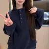 Moletom Pulôver Espesso com Gola Alta e Forro de Lã para Mulheres, Novo Estilo Coreano de Inverno 2026, Top Versátil Quente Casual A9185