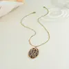 Joyería Transfronteriza Retro Europea y Americana Creativa Colgante de Disco con Estampado de Leopardo Collar Pendientes Joyería Retro Hip-Hop con Borla Larga