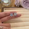 Pendientes pequeños frescos de aguja de plata 925 azul Mori blanco temperamento simple moda corazón de niña pendientes de flor venta al por mayor mujer
