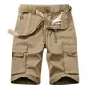 Pantalones Cortos Hombre Verano Pantalones de Cinco Cuartos Marca de Moda Casual Pantalones de Playa Sueltos Pierna Recta Pantalones con Múltiples Bolsillos de Solapa Cintura Elástica Pantalones Cargo