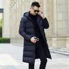 Jaqueta de Penas de Ganso Masculina Longa Comprimento do Joelho para Meia-Idade Estilo Novo Roupas de Inverno para Pai Quente Acolchoada Tamanho Grande Outerwear