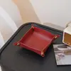 Caja de Almacenamiento de Cuero Transfronteriza Bandeja de Almacenamiento de Escritorio Almacenamiento de Joyería y Cosméticos Bandeja Portátil para Frutos Secos para Sala de Estar Dulces