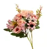 10 Flores de Crisantemo Rosa Rosa Artificial Margarita Estilo Europeo Arreglo Floral Decoración del Hogar Exhibición de Mesa Flor
