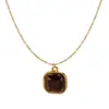 Collar de Acero de Titanio con Piedra Ojo de Tigre para Mujer, Apilable, Cadena para Clavícula de Lujo Nicho Joyería al por Mayor