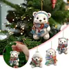 Colgante Plano Acrílico de Oso Polar Nuevo Lindo Transfronterizo con Bufanda Divertida Decoraciones Navideñas de Oso Polar