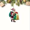 Colgante de decoración navideña de acrílico 2D del nuevo Santa Claus, colgante plano transfronterizo para coche, adornos para fiestas en casa