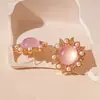 Brincos Redondos de Girassol em Resina Imitação Pérola com Pedras Strass Estilo Nicho Francês Brincos de Luxo para Mulheres