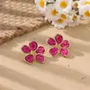 Brincos de Ráfia Flor de Concha Estilo Férias de Primavera e Verão, Brincos Exagerados Tecidos Artesanais de Nicho para Fotografia de Viagem