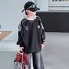 Moletom infantil para primavera e outono 2026, modelo novo, blusa estilosa de manga comprida para crianças maiores, roupa legal de outono para meninos