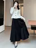 Falda midi de terciopelo para mujer, nueva colección de otoño 2026, de cintura alta, adelgazante, línea A, mezcla de lana, fluida, falda plisada