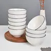 Listras Verticais Simples Nórdicas Louça Yamada Louça de Cerâmica Cor Sob Esmalte Tigela de Arroz Doméstica Tigela de Sopa Prato Prato Prato Yamada