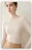 Prenda de una pieza a rayas sin costuras 100% cachemira otoño e invierno nuevo estilo suéter de punto de manga corta larga de cuello redondo para mujer