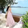 Vestido Largo de Verano para Vacaciones en la Costa, Estilo de Viaje, Tirantes Finos, Moderno, Puro y Dulce, Sexy con Espalda Descubierta y Diseño Hueco, Holgado