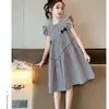 Vestido para Meninas 2026 Novo Vestido Xadrez Estiloso para Meninas, Vestido Leve de Princesa para Crianças, Vestido com Manga Flare para Crianças Maiores