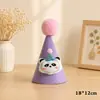 Gorro de Cumpleaños de Peluche de Dibujos Animados para Niños Decoración de Fiesta Adorable Gorro con Pompón en Forma de Animal Accesorios para Fotos de Primer Cumpleaños